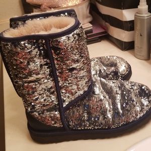 Worn once blue/silver sequence UGGs